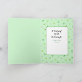 Eerste Verjaardag Schattigee Kikker Cartoon Grappi Kaart (Binnen)