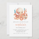 Eerste verjaardag Schattigee Waterverf Oranje octo Kaart (Voorkant)