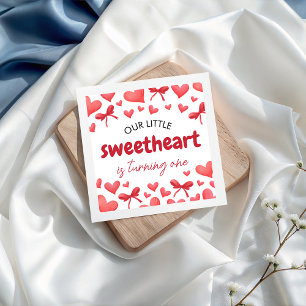 Eerste verjaardag servet met liefje thema