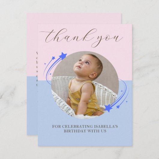 Eerste Verjaardag Shooting Star Bedankt Card (Voorkant / Achterkant)