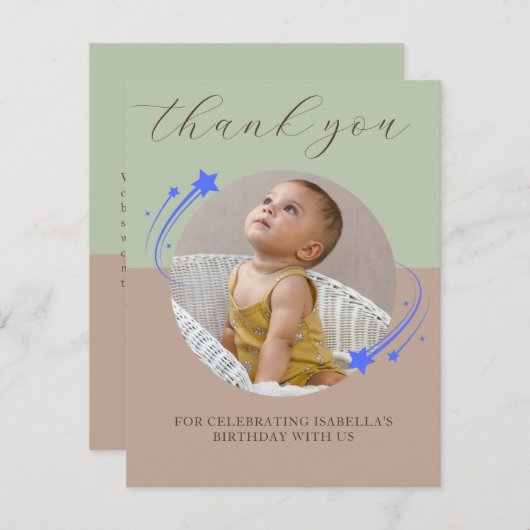 Eerste Verjaardag Shooting Star Bedankt Card (Voorkant / Achterkant)