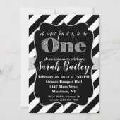 Eerste verjaardag Silver Glitter Birthday Invite Kaart (Voorkant)