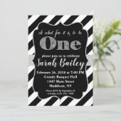 Eerste verjaardag Silver Glitter Birthday Invite Kaart (Staand voorkant)