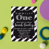 Eerste verjaardag Silver Glitter Birthday Invite Kaart