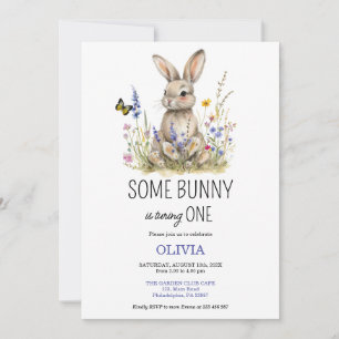 Eerste verjaardag Some bunny wilde bloemen uitnodi Save The Date