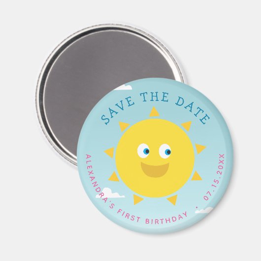 Eerste verjaardag sparen de Datum Pumpkin Pink en Magneet (Voorkant / Achterkant)