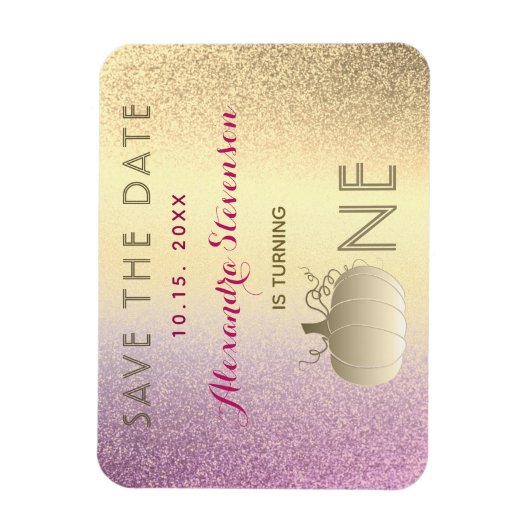 Eerste verjaardag sparen de Datum Roze en Gouden P Magneet (Verticaal)