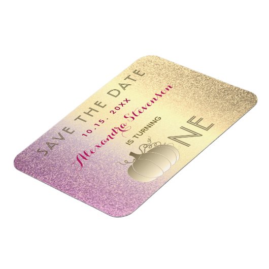 Eerste verjaardag sparen de Datum Roze en Gouden P Magneet (Linkerzijde)