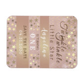 Eerste verjaardag sparen de Datum Roze en Gouden S Magneet (Horizontaal)