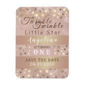 Eerste verjaardag sparen de Datum Roze en Gouden S Magneet (Verticaal)