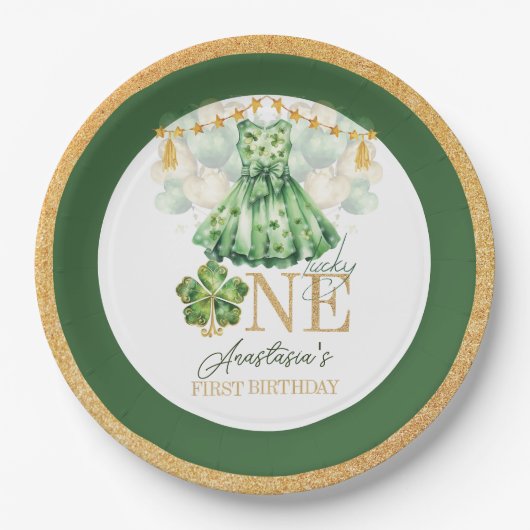 Eerste verjaardag St Patrick's Day gepersonaliseer Papieren Bordje (Voorkant)