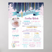 Eerste Verjaardag Stats Winter Roze Blauw Paarse F Poster (Voorkant)