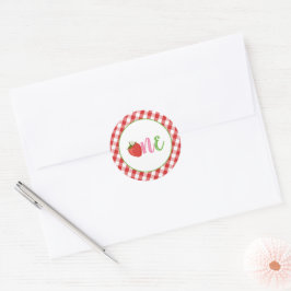 Eerste verjaardag sticker met aardbei - EEN