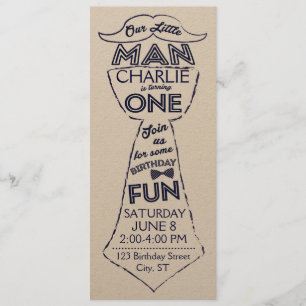 Eerste verjaardag Stropdas/Mustache Uitnodiging