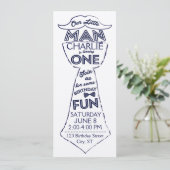 Eerste verjaardag Stropdas/snor uitnodiging (Staand voorkant)