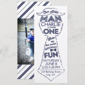 Eerste verjaardag Stropdas/snor uitnodiging (Voorkant / Achterkant)