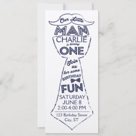 Eerste verjaardag Stropdas/snor uitnodiging