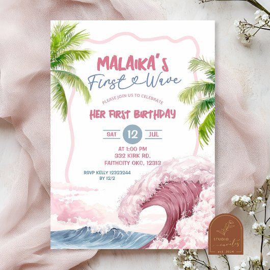 Eerste verjaardag Summer Pink Kaart