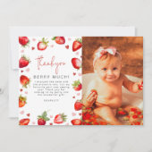 Eerste verjaardag Sweet Berry foto feestje Bedankkaart (Voorkant)