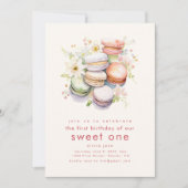 Eerste Verjaardag Sweet One met Macarons Kaart (Voorkant)