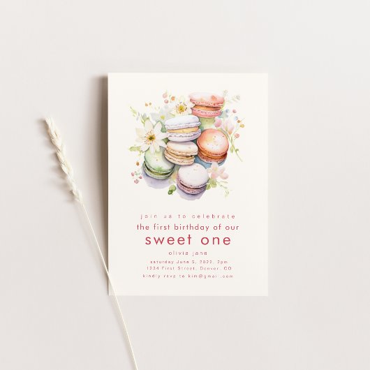 Eerste Verjaardag Sweet One met Macarons Kaart