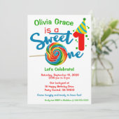 Eerste Verjaardag Sweet One Theme Party Uitnodigin Kaart (Staand voorkant)