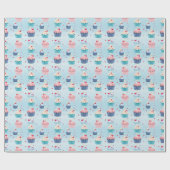 Eerste verjaardag - Taarten, kaarsen en aardbeien Cadeaupapier (Vlak)