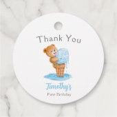 Eerste verjaardag Teddy Bear Ice Cream Bedankjes Labels (Achterkant)