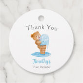 Eerste verjaardag Teddy Bear Ice Cream Bedankjes Labels (Voorkant)