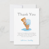 Eerste verjaardag Teddy Bear Ice Cream Bedankkaart (Voorkant)