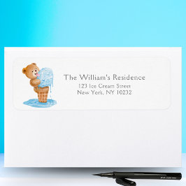 Eerste verjaardag Teddy Bear Ice Cream Etiket