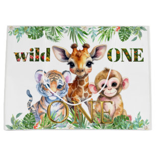 Eerste verjaardag Tijger Giraffe Aap Wildebras Groot Cadeauzakje