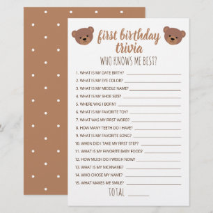 Eerste verjaardag Trivia die me het beste spel ken