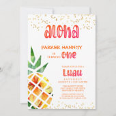 Eerste verjaardag Tropische Ananas Aloha Luau Kaart (Voorkant)