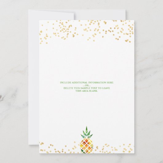Eerste verjaardag Tropische Ananas Aloha Luau Kaart (Achterkant)