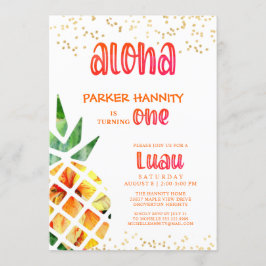 Eerste verjaardag Tropische Ananas Aloha Luau Kaart