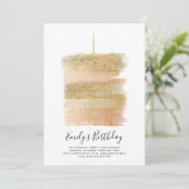 Eerste Verjaardag Uitnodigen Meisje, Taart Sparkly Kaart (Staand voorkant)