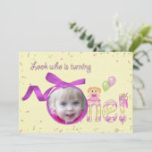 Eerste verjaardag Uitnodiging (Staand voorkant)