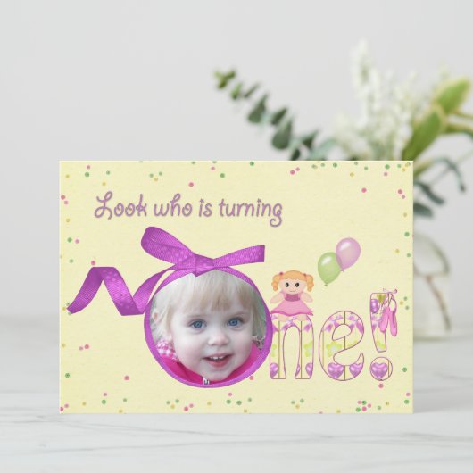 Eerste verjaardag Uitnodiging (Staand voorkant)