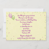 Eerste verjaardag Uitnodiging (Achterkant)