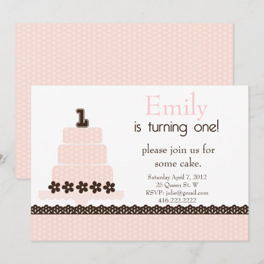 Eerste verjaardag! Uitnodiging (Voorkant / Achterkant)