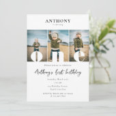 Eerste Verjaardag Uitnodiging 1e Een Foto's Boy Gi (Staand voorkant)