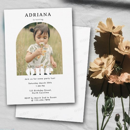 Eerste Verjaardag Uitnodiging 1e One Photo Boy Gir