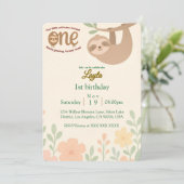 Eerste verjaardag uitnodiging Kaart – Schattigee S (Staand voorkant)