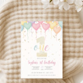 Eerste verjaardag uitnodiging - pastel 5x7