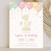 Eerste verjaardag uitnodiging - pastel 5x7