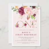 Eerste verjaardag Uitnodiging saffron Roos Butterf (Voorkant)