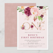 Eerste verjaardag Uitnodiging saffron Roos Butterf (Voorkant / Achterkant)