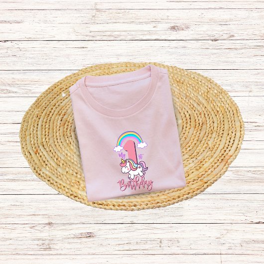 Eerste Verjaardag Unicorn Thema Shirt