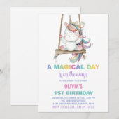 Eerste verjaardag Unicorn Verjaardag Uitnodigingen (Voorkant / Achterkant)